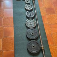 Bilanciere da palestra + Pacco pesi (32kg)