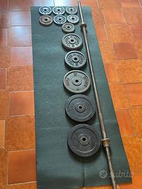 Bilanciere da palestra + Pacco pesi (32kg)