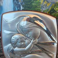 Icona cattolica in argento Madonna con Bambino