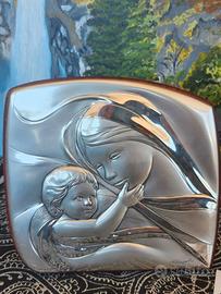 Icona cattolica in argento Madonna con Bambino