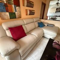 Divano vera pelle poltrone sofa’  bianco luna