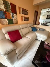 Divano vera pelle poltrone sofa’  bianco luna