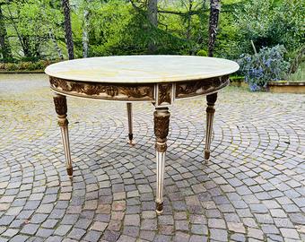 Tavolo rotondo con piano in marmo Diam. 120