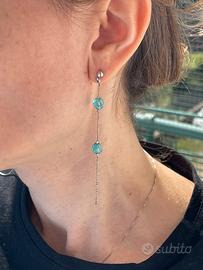 Orecchini vintage pendenti argento 925 azzurri