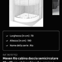 Piatto e box doccia semicircolare 70x70