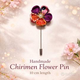Spilla fiore chirimen kimono giapponese 