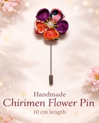 Spilla fiore chirimen kimono giapponese 