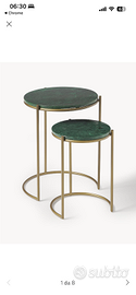 Tavolini in marmo verde con gambe oro Westwing