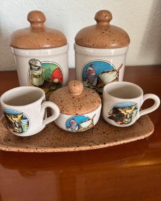 Set tazzine zuccheriera vassoietto sale/zucchero