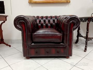 Nuova poltrona chesterfield club rosso bordeaux 