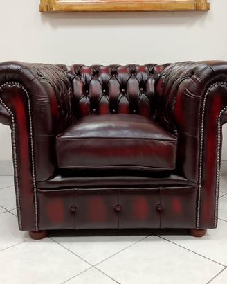 Nuova poltrona chesterfield club rosso bordeaux 