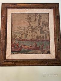 Arazzo con cornice in legno