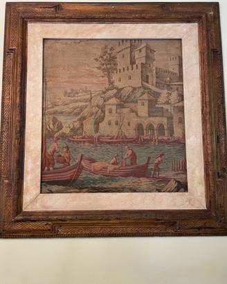 Arazzo con cornice in legno