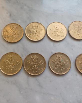 Set monete 200 lire dal 1970 al 1977