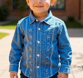Camicia Baby Gap azzurra a righe stile Guayabera -
