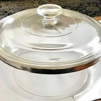 Piatto da portata insalatiera vetro e silverplate