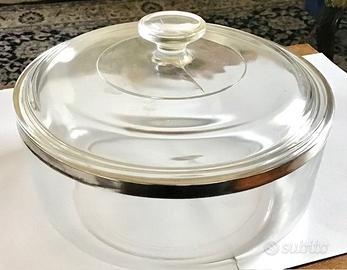 Piatto da portata insalatiera vetro e silverplate