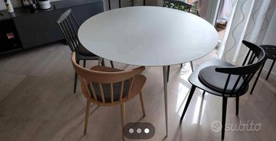 Tavolo Tondo Extendo Spillo bianco Ø128 x H75 cm