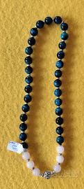 Collana VERO Occhio tigre blu+ VERO quarzo rosa