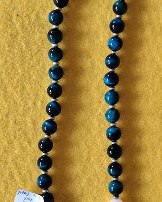 Collana VERO Occhio tigre blu+ VERO quarzo rosa
