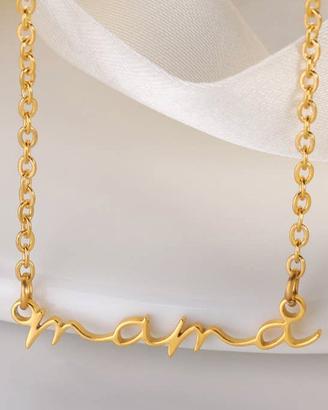 Collana "Mama" in acciaio placcata color oro