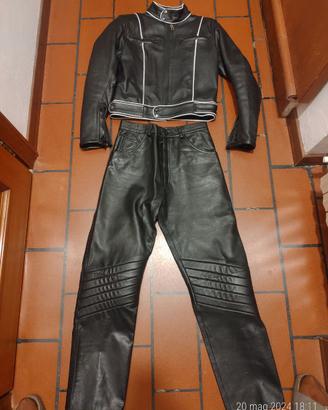 Completo pelle moto donna