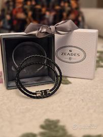 Bracciale ZEADES da uomo pelle e acciaio, chiusura