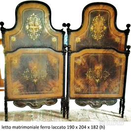 Letto matrimoniale in ferro laccato fine '800
