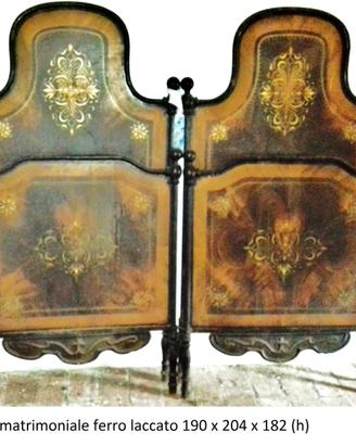 Letto matrimoniale in ferro laccato fine '800