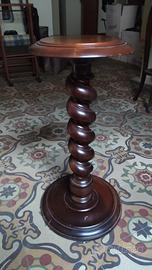 Colonnina portavaso in legno intarsiato