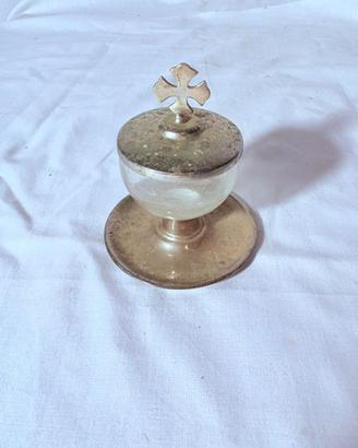 Pisside clericale da chiesa vintage con croce