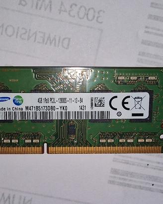 Memoria sodimm 4 gb per notebook 