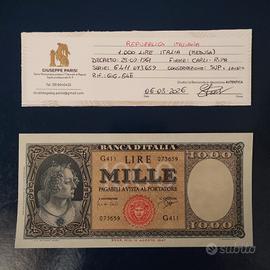 banconote italiane lire 1000 Periziata 