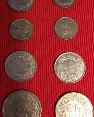 lotto monete franchi svizzeri dal 1944 al 1992