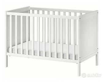 Lettino 120cm bianco Ikea + materasso, come nuovi
