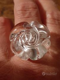 Anello rosa in vetro di Murano 