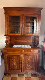 Credenza antica a due corpi in noce – fine ‘800, s