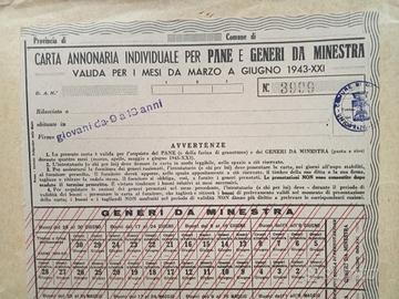 Cimelio 1943 tessera per pane