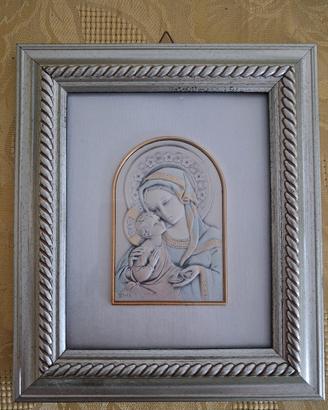Quadro Madonna con  il Bambino in argento 