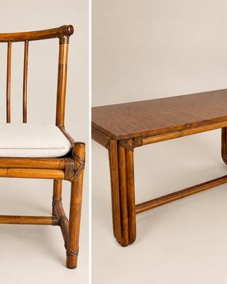 Tavolo con sedie e tavolino di design anni '80