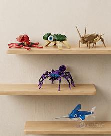 Set 5 costruzioni mattoncini animali marini e inse