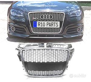 GRIGLIA AUDI A3 8P 8PA 08-12 LOOK RS CROMATO NERO