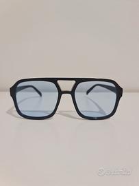 Occhiali Aviator Neri con Lenti Azzurre