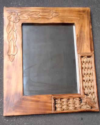 specchio etnico legno