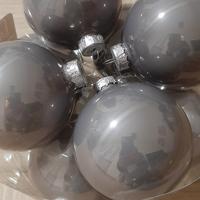 24 Decorazioni Natale grigio perla in vetro 8 cm