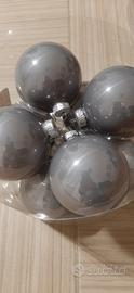 24 Decorazioni Natale grigio perla in vetro 8 cm