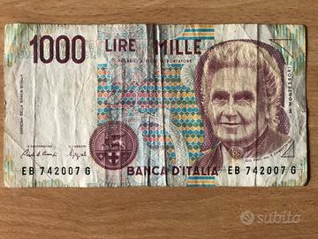 Banconota MONTESSORI lire Mille  3 ottobre 1990