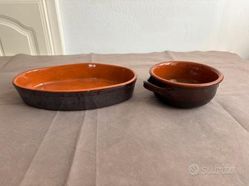 Set tegame e pirofila in terracotta in ottime cond