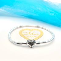 Bracciale argento 925 cuore floreale misura 19