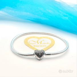 Bracciale argento 925 cuore floreale misura 19